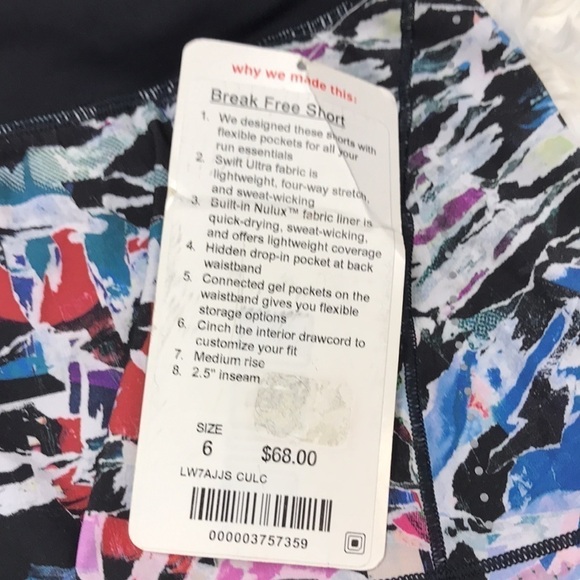 NWT Lululemon Break Free Tight Culture Clash Short - Picture 2 of 9